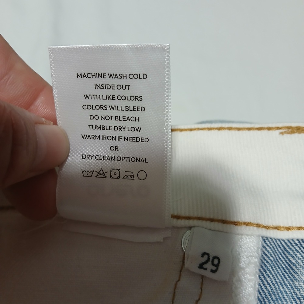Oneso Los Angeles Jeremy MR 2 Tone WL Wide Leg Jeans White Blue Size 29 BYW8170 - Picture 11 of 12